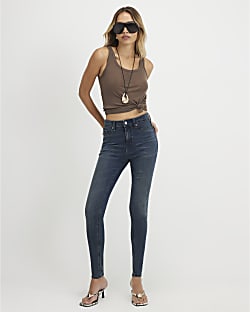 Blue Mid Rise Sculpt Skinny Jeans