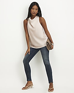 Petite Blue Mid Rise Sculpt Skinny Jeans