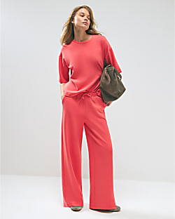 Orange Premium Drawstring Wide Leg Joggers