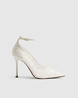 Cream Lace Mesh Court Heels