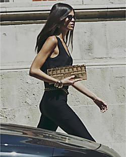 Gold Quilted Clutch Bag