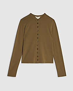 Petite Khaki Soft Touch Long Sleeve Top