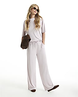 Pink Soft Touch Wide Leg Trousers