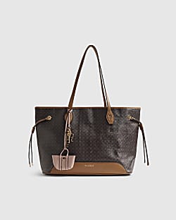 Brown Monogram Side Tie Shopper Bag