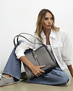 Grey RR Tab Front Shoulder Bag