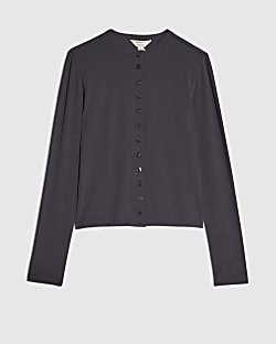 Petite Grey Soft Touch Long Sleeve Top
