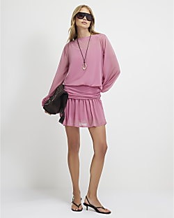 Pink Chiffon Mini Dress