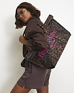 Brown Leopard Roll Top Holdall Bag