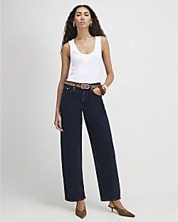 Blue Barrel Leg Jeans