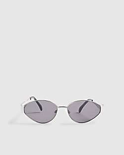Black Cat eye Metal Slim Sunglasses