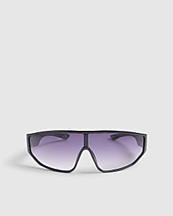 Black wrap around visor sunglasses