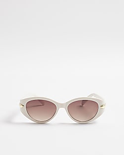 Cream Cat Eye Slim Sunglasses