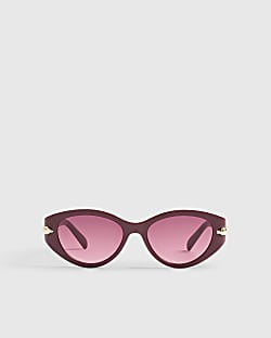 Red Cateye Slim Sunglasses