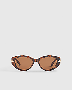 Brown Leopard Cat Eye Slim Sunglasses