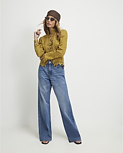 Blue Relaxed Straight Leg Jeans