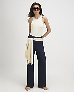Blue Relaxed Straight Leg Jeans