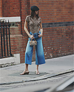 Blue Raw Hem Culotte Jeans