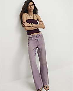 Purple Relaxed Straight Leg Jeans
