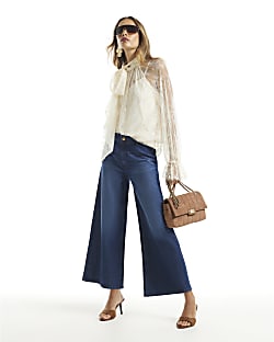 Blue Clean Culotte Jeans