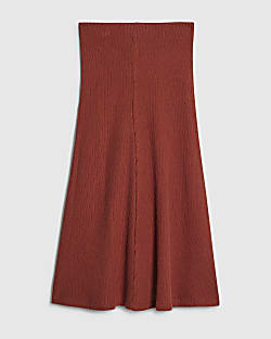 Petite Brown Textured Full Skirt