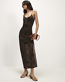 Green Sleeveless Devore Maxi Dress