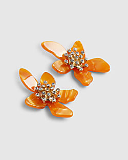 Orange Orchid Earrings