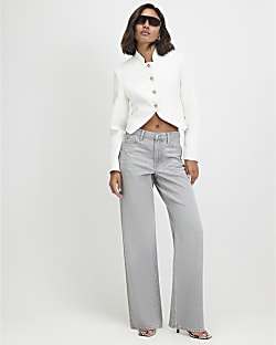 Grey Relaxed Straight Leg Jeans