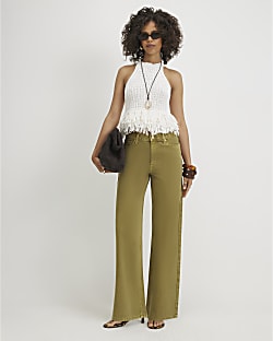 Green Relaxed Straight Leg Jeans