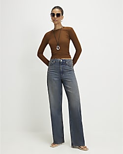 Blue Tinted Relaxed Straight Leg Jeans