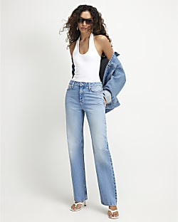 Blue 90s Slim Straight Leg Jeans