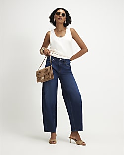 Blue Classic Barrel Leg Jeans