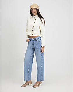 Blue Barrel Leg Jeans