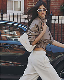 Cream RIR Quilted Shoulder Bag