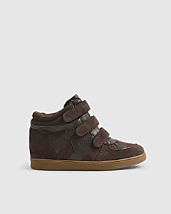 Brown Velcro Hidden Wedge Trainers