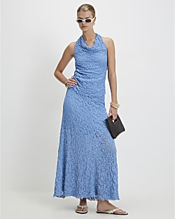Blue Lace Maxi Skirt