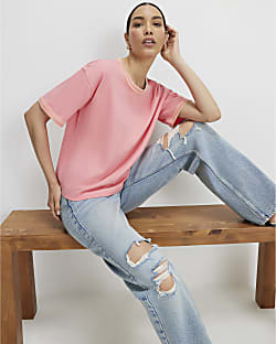Orange Cotton Whipstitch Trim T-Shirt