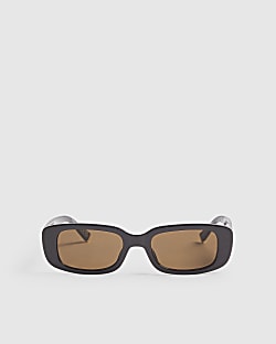 Brown Slim Rectangle Sunglasses
