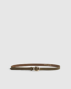 Green Oval Buckle Slim Belt