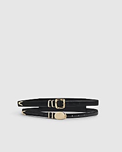 Black Pebble Double Buckle Belt