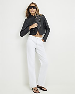 White 90s Slim Straight Leg Jeans