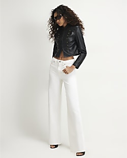 White Relaxed Straight Leg Jeans
