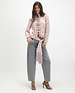 Blue Barrel Leg Jeans