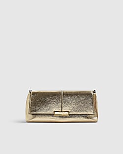 Gold Bar Flap Front Clutch Bag