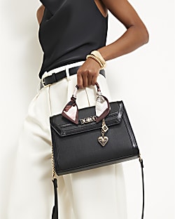 Black Scarf Charm Cross Body Tote Bag