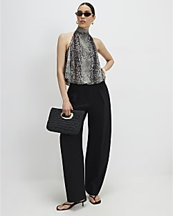Black Barrel Leg Trousers