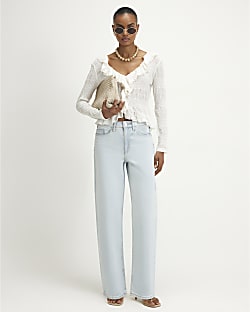 Blue Washed Core Barrel Leg Jeans