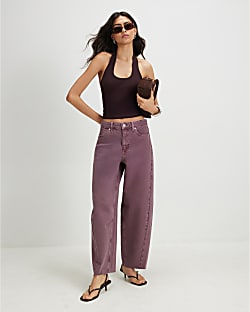 Pink Twist Seam Barrel Leg Jeans