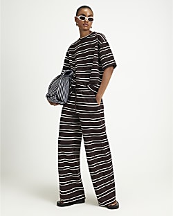 Brown Premium Stripe Jogger Trousers