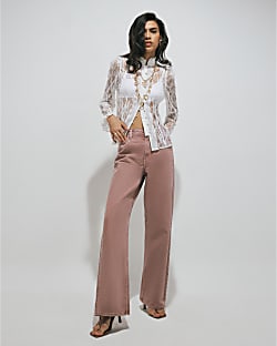 Pink Relaxed Straight Leg Jeans