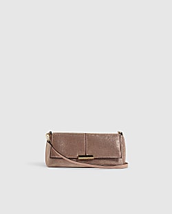 Pink Embellished Flap Over Shoulder Bag
